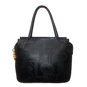 SALVATORE FERRAGAMO Black Shoulder Bag with Oversized Gold Plated Zipper Pull